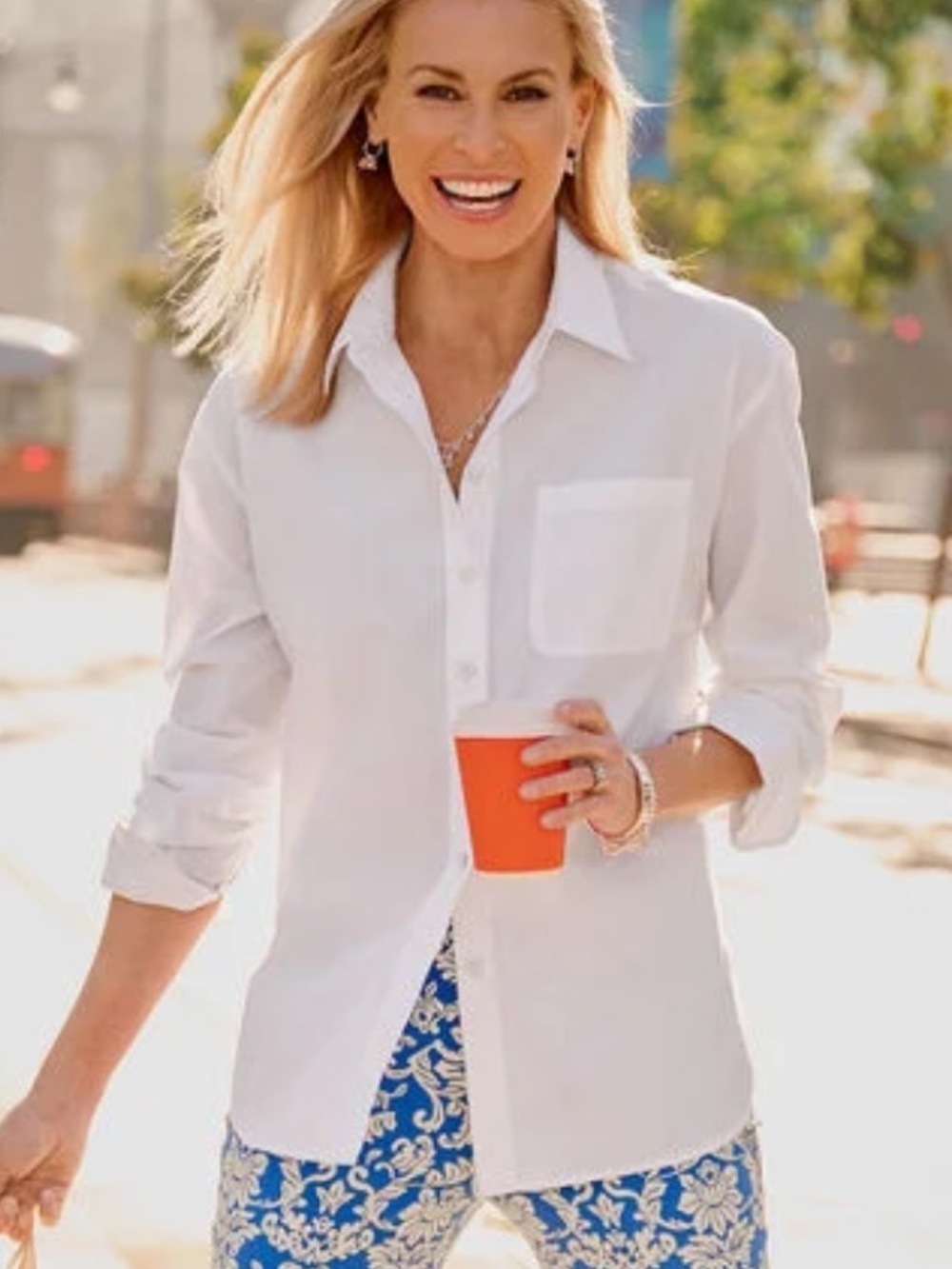 Talbots Preppy Cotton Oxford Button Down Shirt Size L